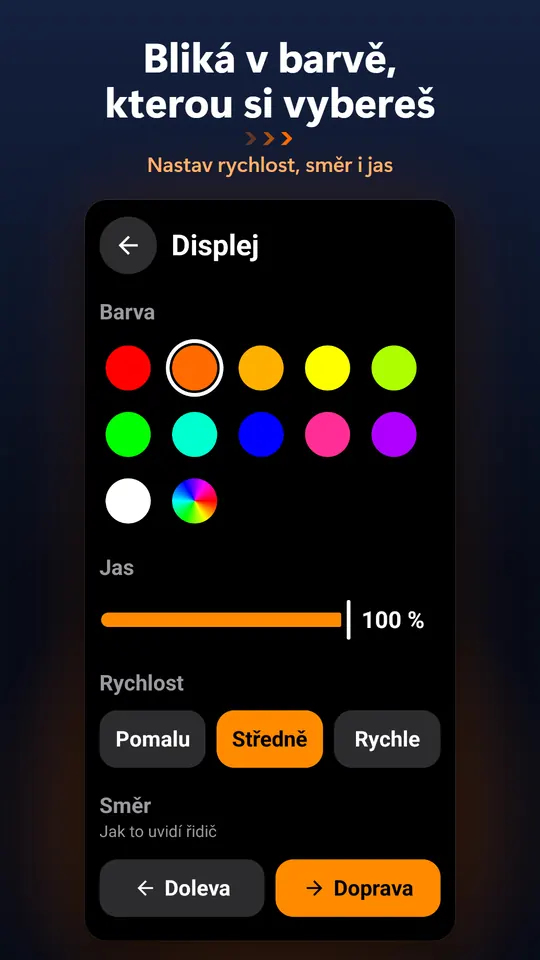 Bliká v barvě, kterou si vybereš – Nastav rychlost, směr i jas