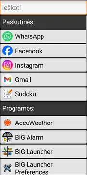 BIG Launcher screen