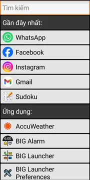 BIG Launcher screen